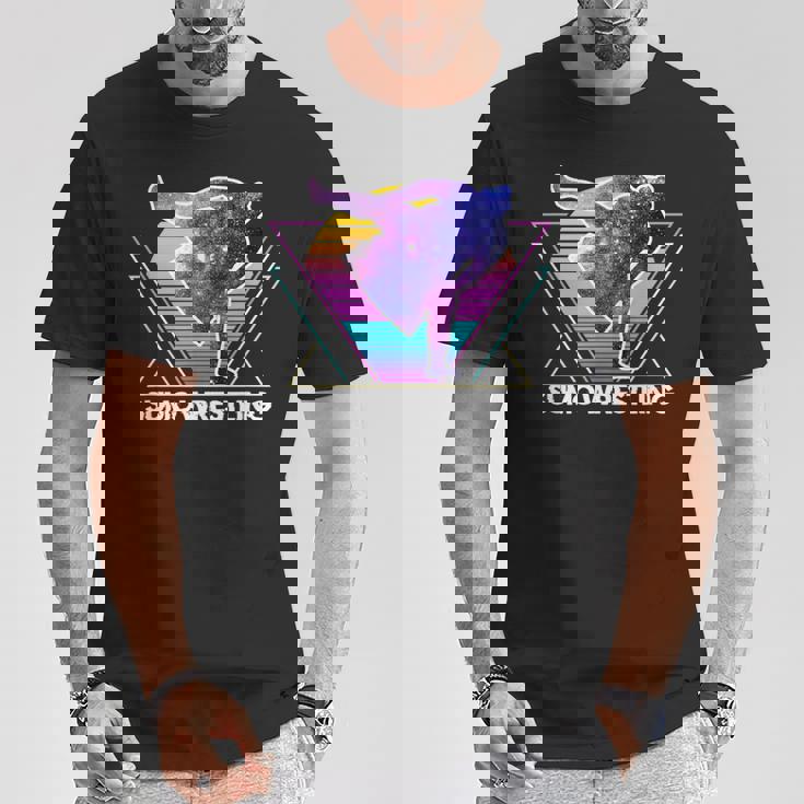 日本相撲 レトロベイパーウェイブ90s 相撲リンガー Tシャツ 面白い贈り物