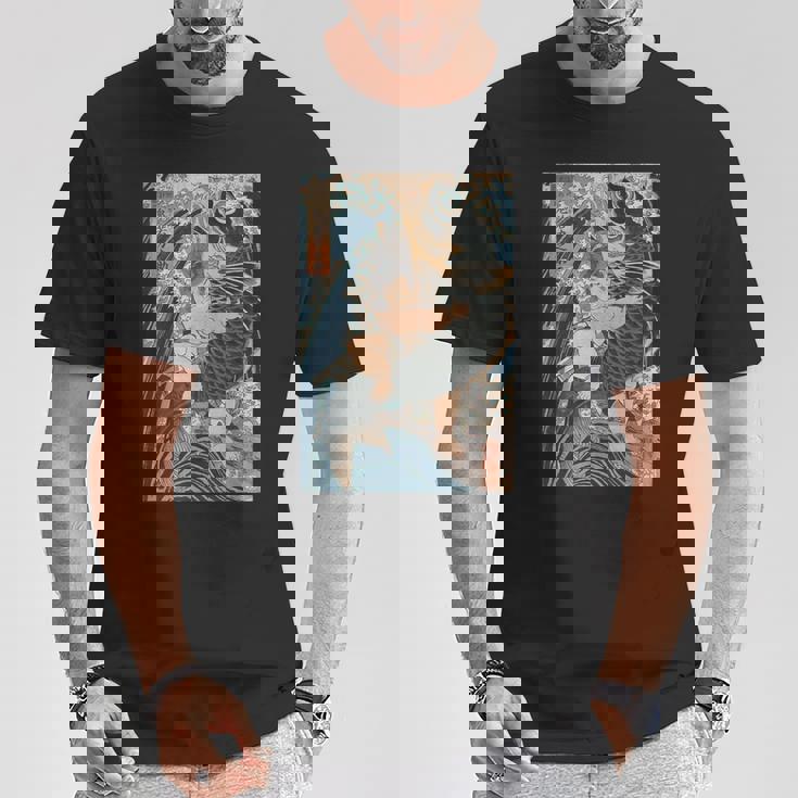日本美術 戦闘機 相撲 鯉 海波 国吉 浮世絵 Tシャツ 面白い贈り物