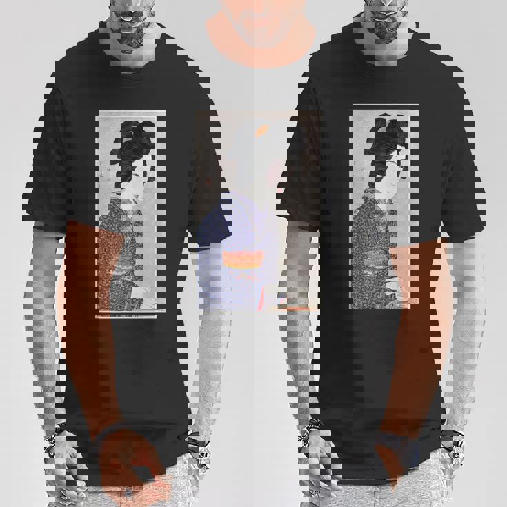 日本美術 芸者 日本木版 新版画美人画 Tシャツ 面白い贈り物
