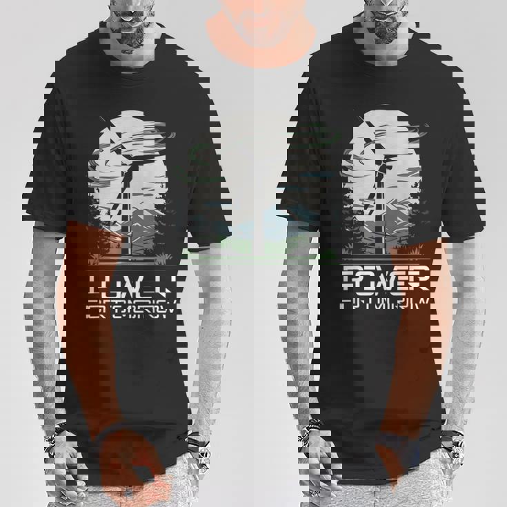 明日地球の日のための風力発電 クリーンエネルギー 風力タービン Tシャツ 面白い贈り物