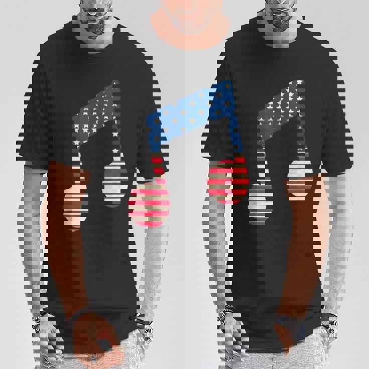 星条旗 アメリカ国旗 音符 Tシャツ 面白い贈り物