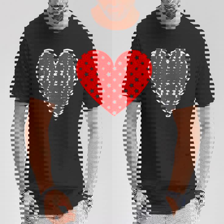 星柄のグラフィックハートプリント。 Tシャツ 面白い贈り物