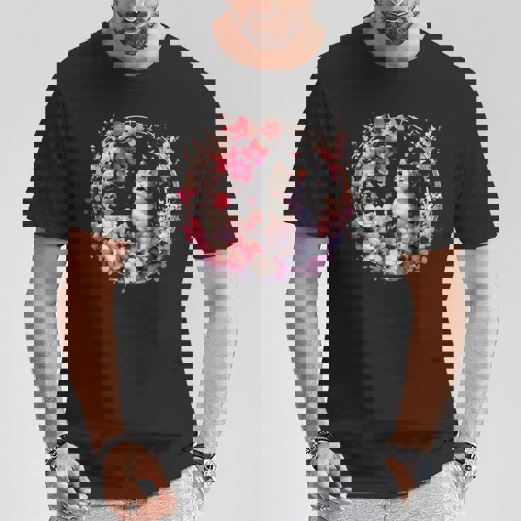 春の桜 かわいい猫と桜の花 Tシャツ 面白い贈り物