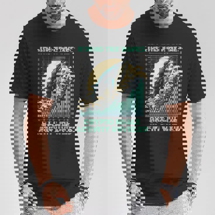 暗号通貨の波に乗るクジラの活動仮想通貨 Tシャツ 面白い贈り物