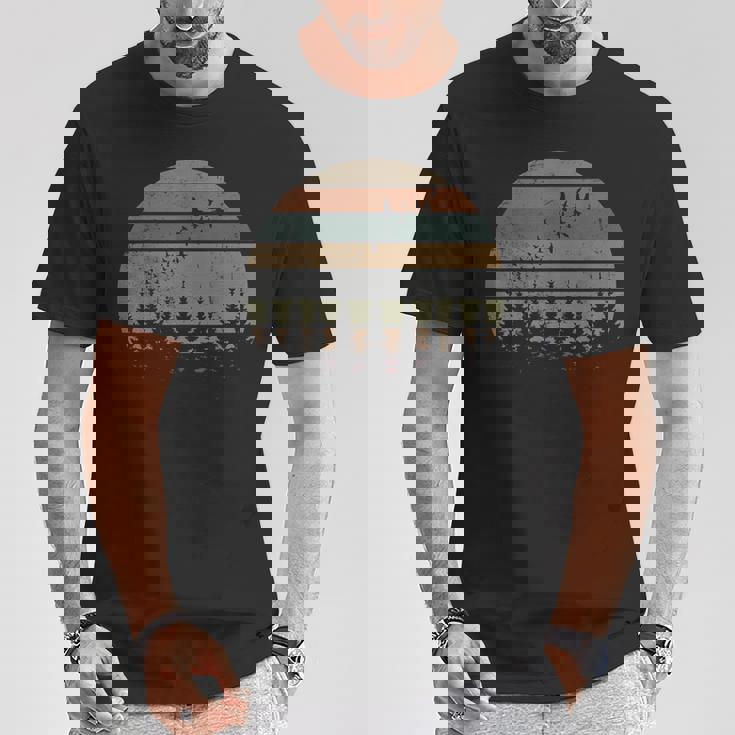 木 屋外 自然 鳥 レトロ 森 Tシャツ 面白い贈り物