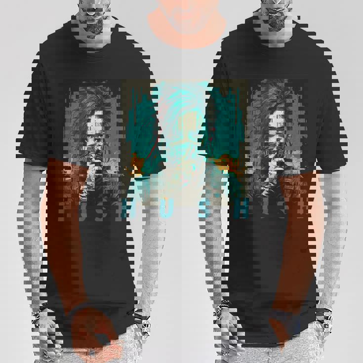 未来的なデザインを見せるサイバーパンクガール Tシャツ 面白い贈り物