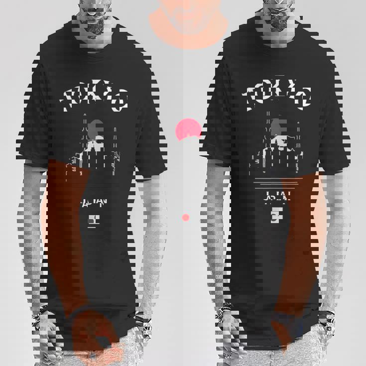 東京 日本 国旗 東京スカイライン ミニマリスト お土産 Tシャツ 面白い贈り物