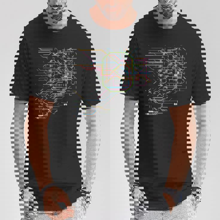 東京電車線路チャートユニセックス親子ペア Tシャツ 面白い贈り物