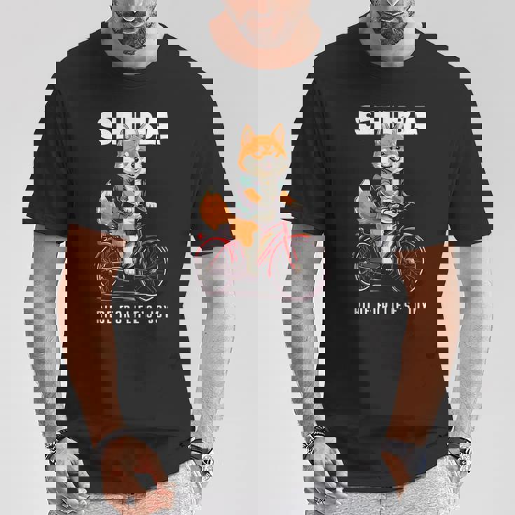 柴犬 いぬ イラスト 柴犬好き 犬好き 自転車 かわいい おもしろ レトロ Ride For Life's Joy Tシャツ 面白い贈り物