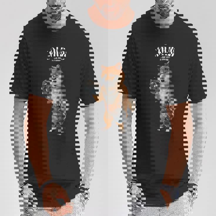 柴犬 筋トレ ダンベル付き フィットネスジム Tシャツ 面白い贈り物