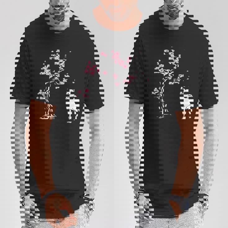 柴犬の桜hiba Inu Japanese Cherry Blossomakura Tシャツ 面白い贈り物