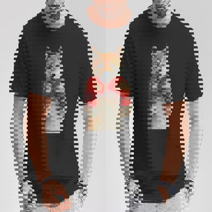 柴犬ボクシング 長袖tシャツ Tシャツ 面白い贈り物