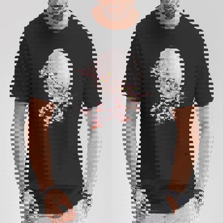 桜 花 満月 さくら 日本文化 Tシャツ 面白い贈り物