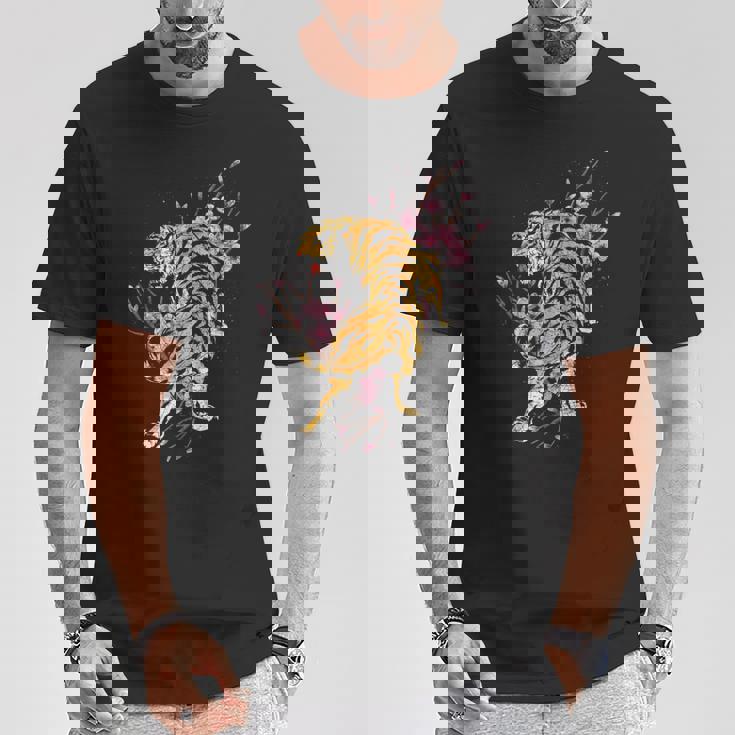 桜の虎 Tシャツ 面白い贈り物