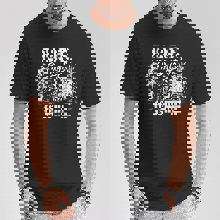 植物 犬 コーヒー おもしろ ガーデニング 犬好き ギフト Tシャツ 面白い贈り物