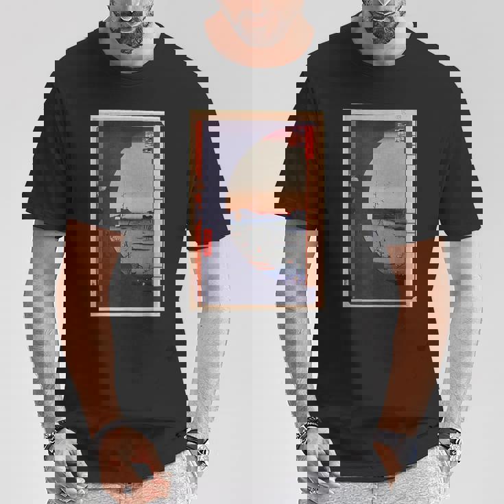 歌川広重 面白いtシャツ 名所江戸百景 絵画 アート メンズ 面白い 服 美術 グッズ 木版画 浮世絵 Tシャツ 面白い贈り物