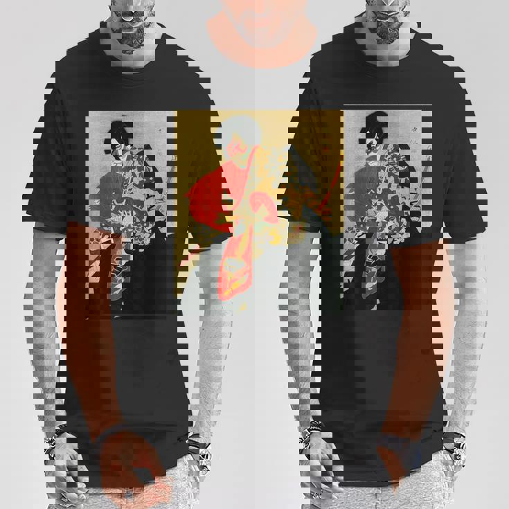 歌舞伎 俳優 日本劇出演者 四世片岡市蔵 上使の弁慶 役者絵 Tシャツ 面白い贈り物