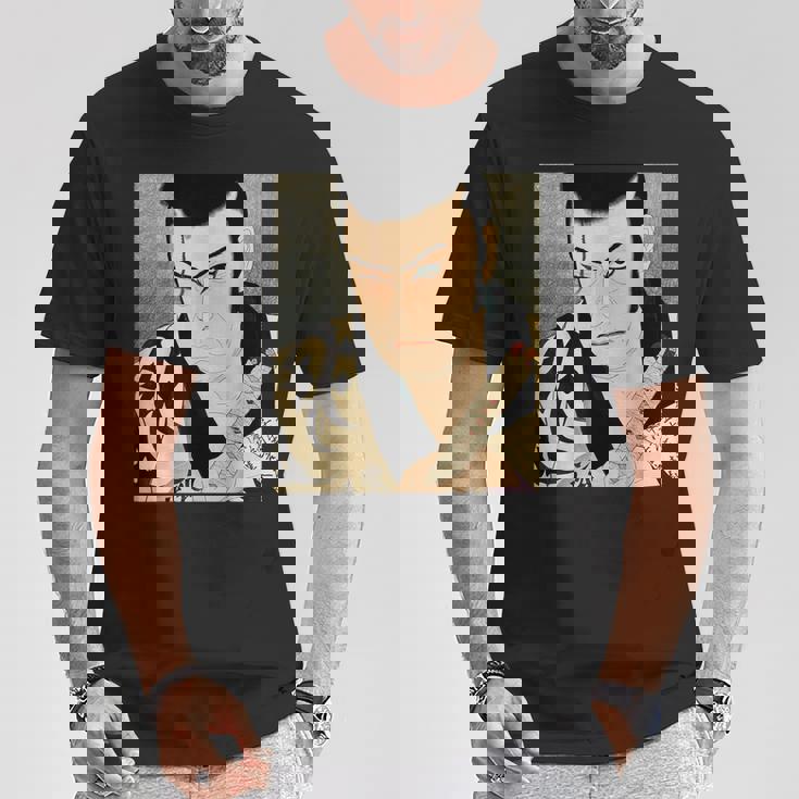 歌舞伎 演劇 俳優 サムライ 俊泉 日本のビンテージアート Tシャツ 面白い贈り物