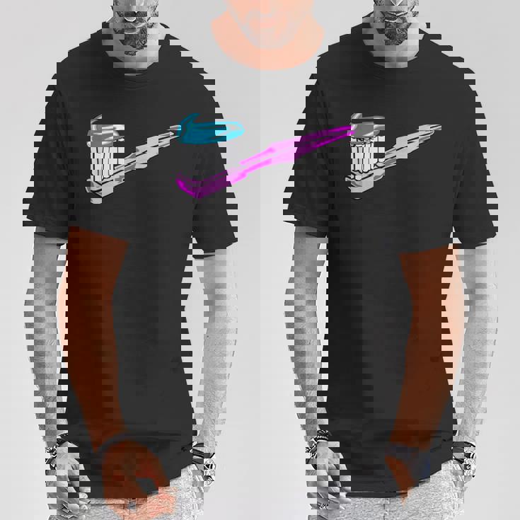 歯磨き粉付きピンク歯ブラシ Tシャツ 面白い贈り物