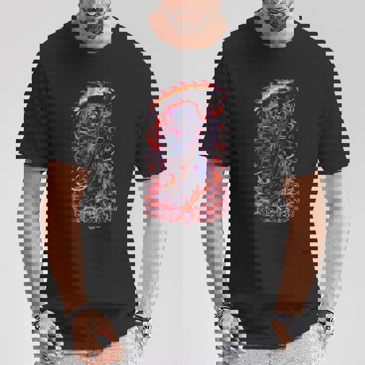 死神 死闘と頭蓋骨 明るいゴス Tシャツ 面白い贈り物