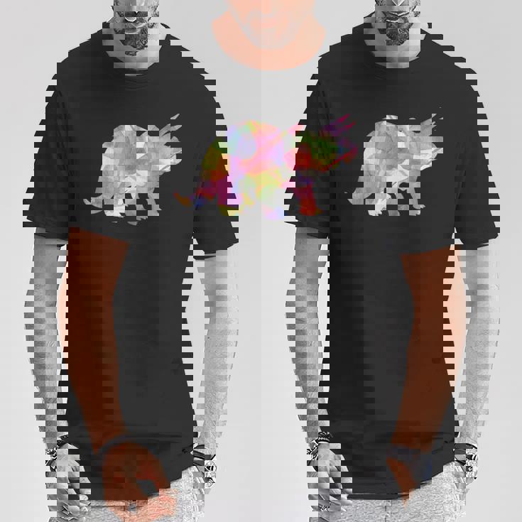 水彩爬虫類トリケラトプス古生物学恐竜 Tシャツ 面白い贈り物