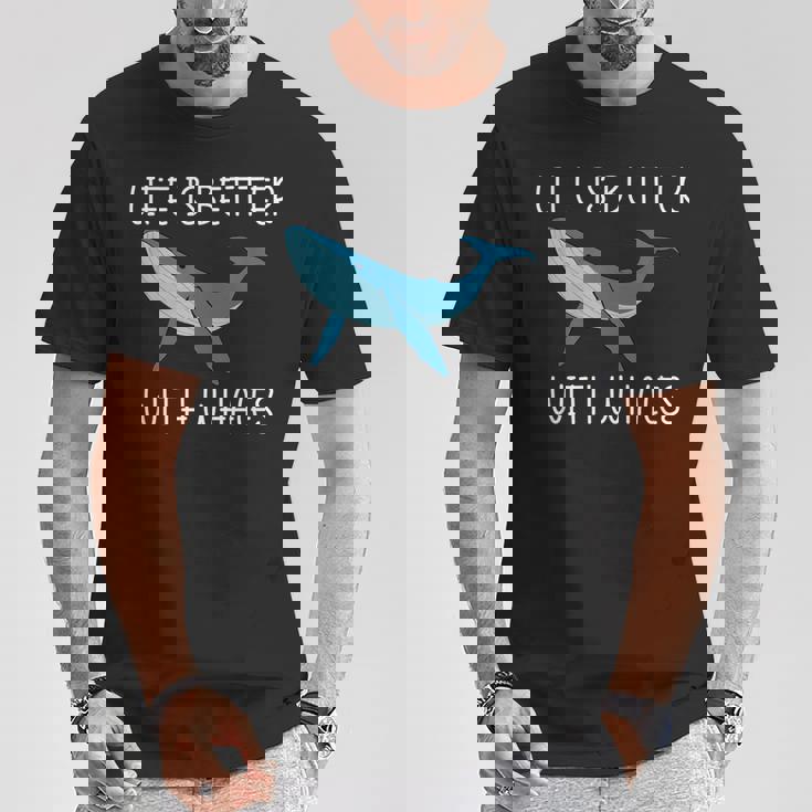 海 自然を愛する人 鯨のいる生活 Tシャツ 面白い贈り物