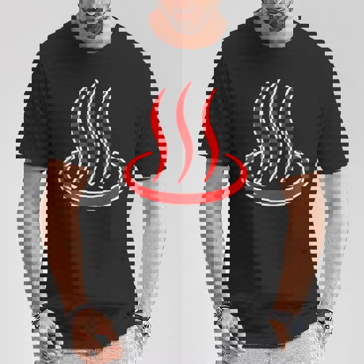 温泉マーク・赤 レッド（アイラブ 温泉／お風呂 大好き）銭湯 記号 お土産 旅行 メッセージ・面白 Tシャツ 面白い贈り物