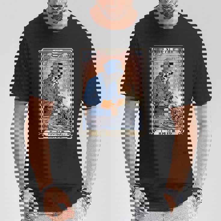 溶接機 溶接 タロット カード スケルトン 面白い 金属製 労働者 Tシャツ 面白い贈り物