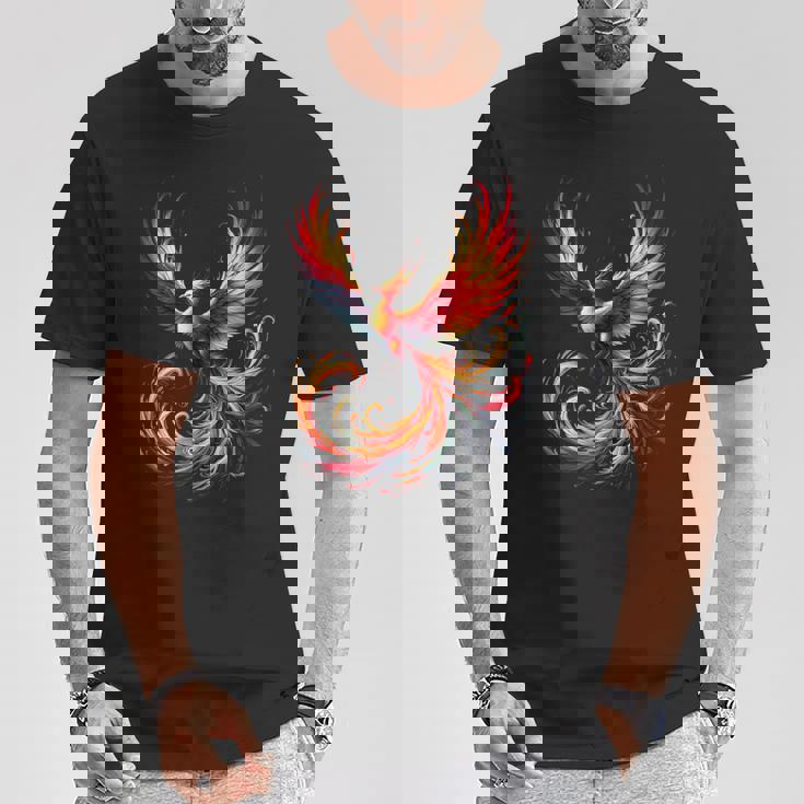 火の鳥 不死鳥 神話上の鳥 立ち上がり 再び生まれる 灰 長袖tシャツ Tシャツ 面白い贈り物