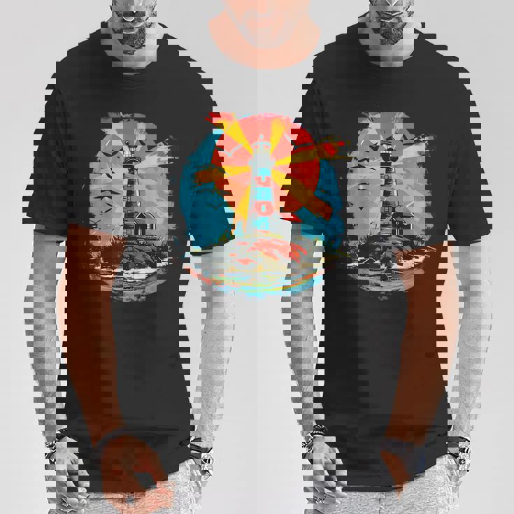 灯台 シーサイド ハウス セーリング 海 ビーチ ボート Tシャツ 面白い贈り物