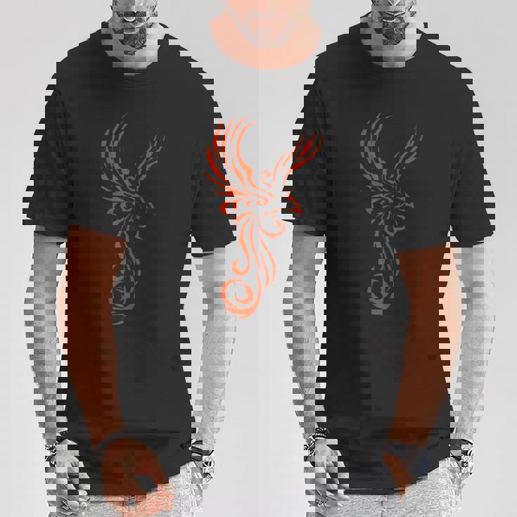 灰のタトゥー部族のモチーフから素晴らしいフェニックス。 Tシャツ 面白い贈り物