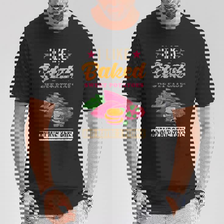 焼き芋が好きで、3人で面白いじゃがいも Tシャツ 面白い贈り物