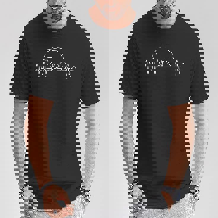 メンズ 熊 シロクマ ハートビート Tシャツ 面白い贈り物