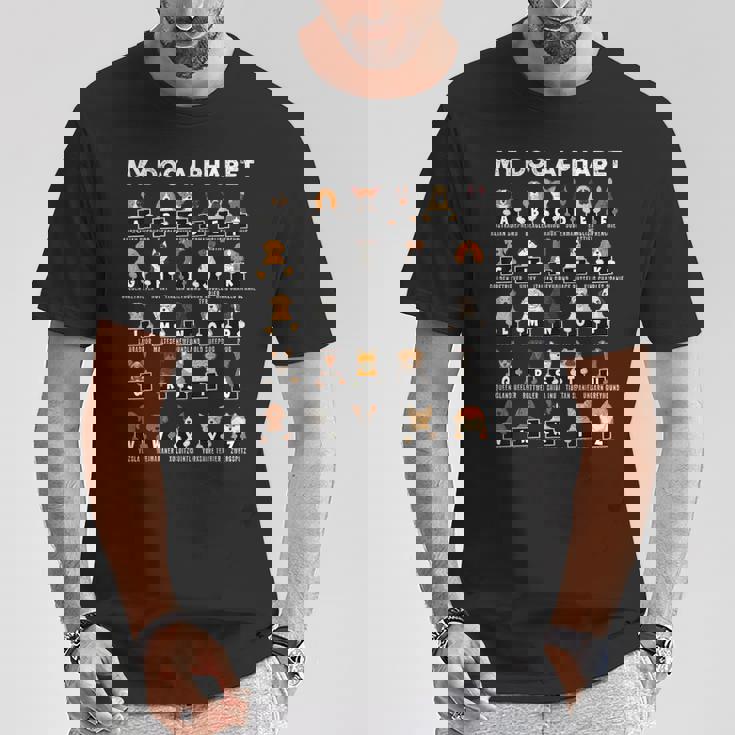 犬の種類 アルファベットa-Z Abc 犬の識別 Tシャツ 面白い贈り物