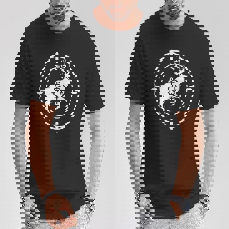 狩猟 射撃 猟師 熊 鹿 猟 ハンター 心電図 おもしろ グッズ 服 面白いtシャツ ライフル ネタ メンズ Tシャツ 面白い贈り物