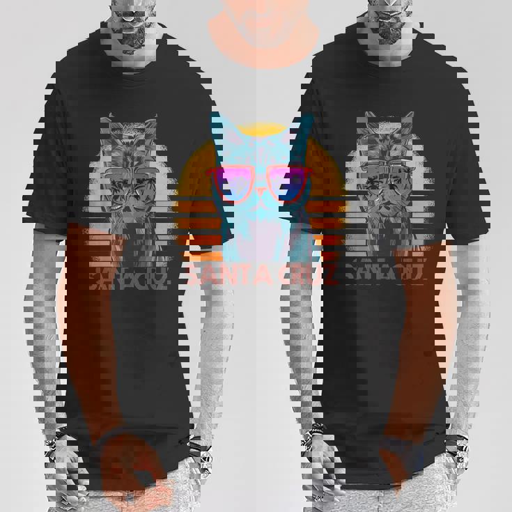 猫 ねこねこ サンタクルーズ カリフォルニア州 レトロ Tシャツ 面白い贈り物