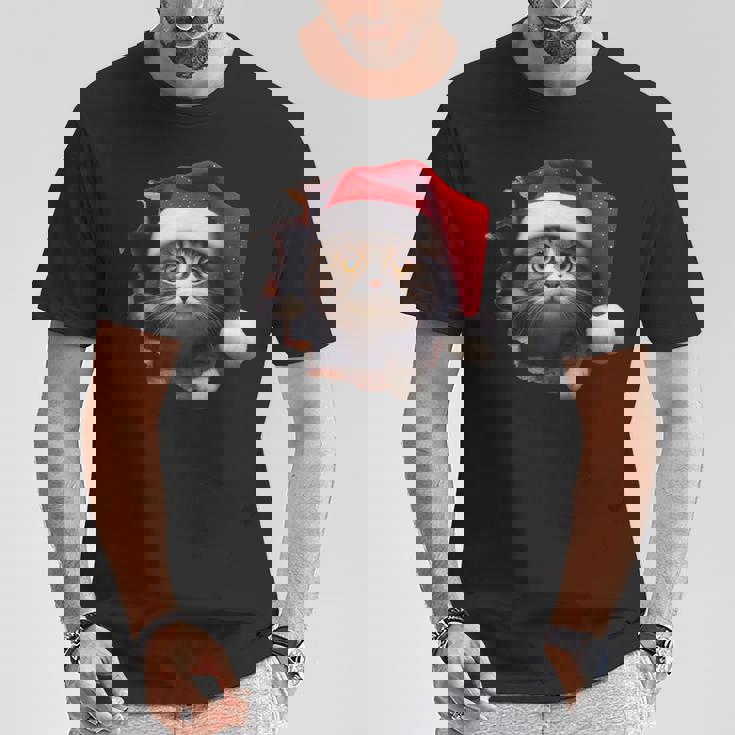 猫 クリスマス クリスマスパーティー Tシャツ 面白い贈り物