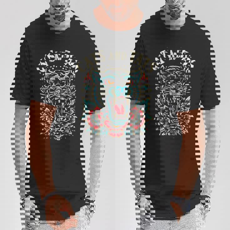 猫 タトゥー トラディショナル タトゥー アーティスト インク タトゥー師 ヴィンテージ Tシャツ 面白い贈り物