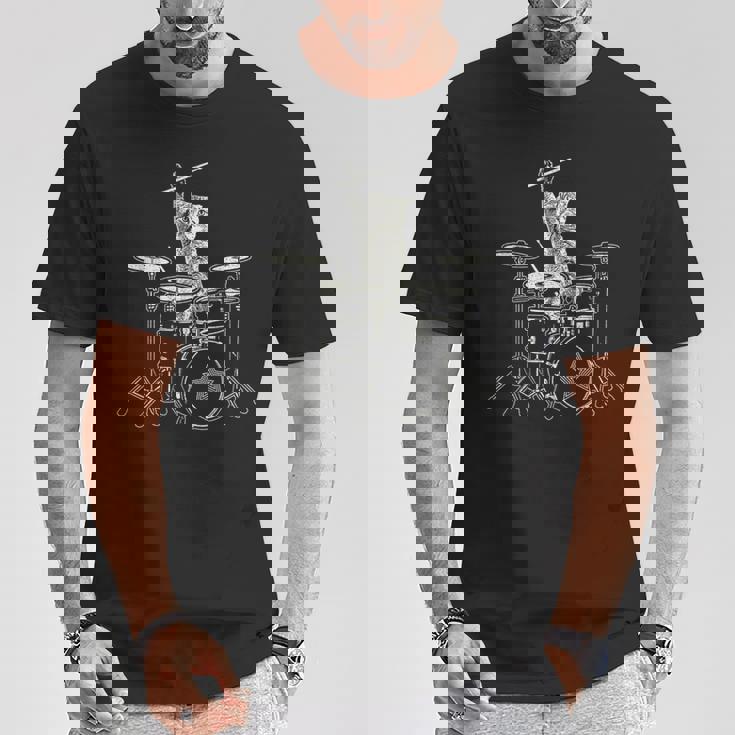 猫 ドラマー 動物 ドラマー 猫 ドラム演奏 ドラムプレーヤー Tシャツ 面白い贈り物