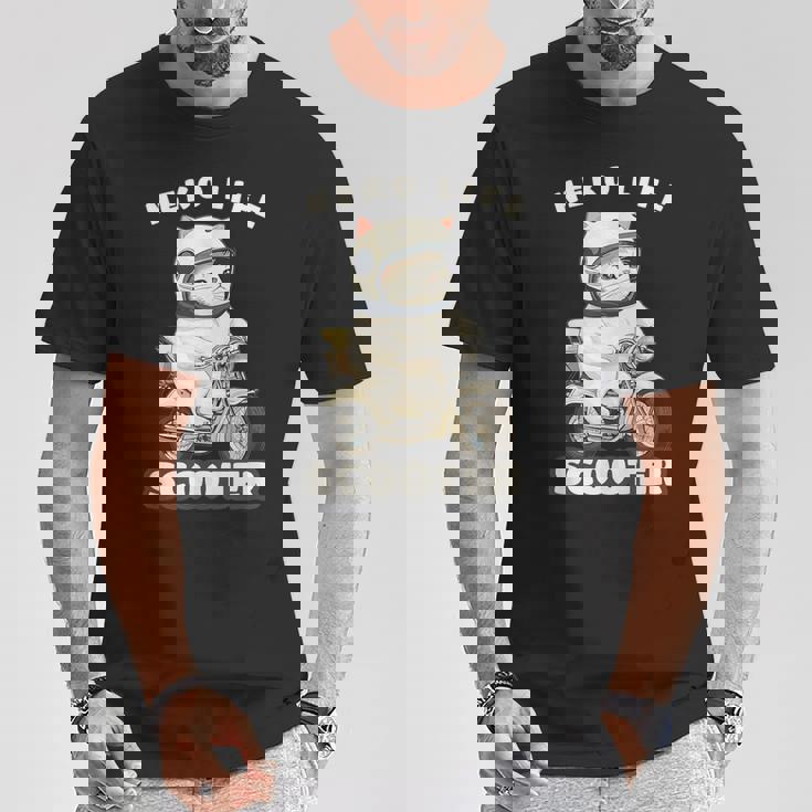 猫 ネコ 白猫 イラスト 原付 スクーター バイク 猫好き バイク好き かわいい おもしろ レトロ Neko Life Tシャツ 面白い贈り物