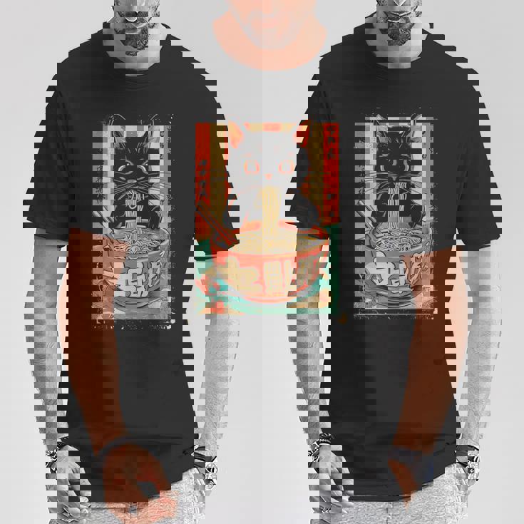 猫 ラーメン ヌードル 日本アニメ 漫画 ラーメン カワイイ 猫 Tシャツ 面白い贈り物