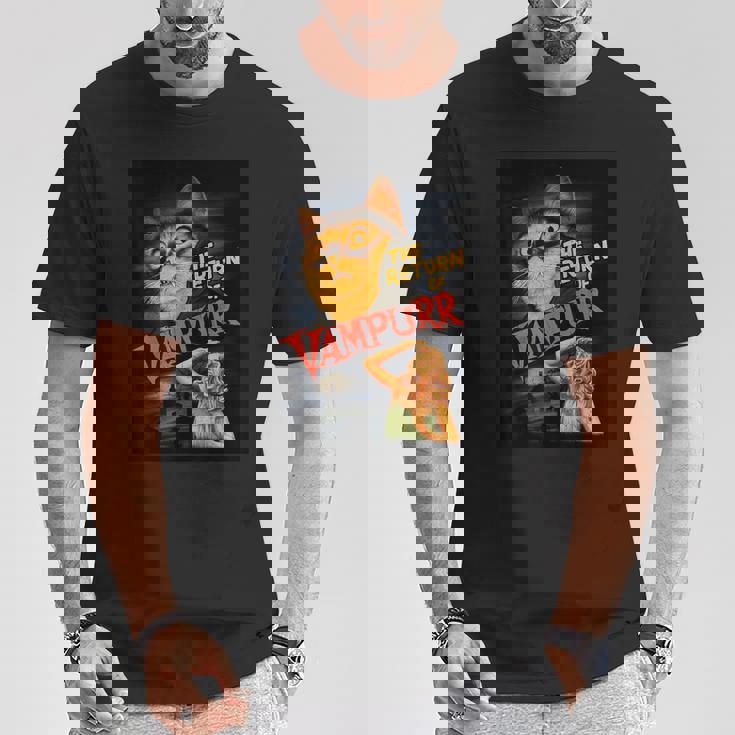 猫 吸血鬼 クラシック ホラー 映画 ファニー グラフィック シャツ Tシャツ 面白い贈り物