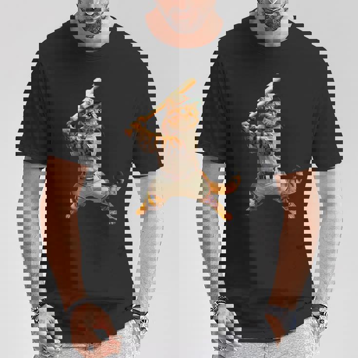 猫 面白いtシャツ 野球 ネコ ベースボール おもしろ 服 ネタ メンズ 野球部 おもしろグッズ 大人 子供 Tシャツ 面白い贈り物