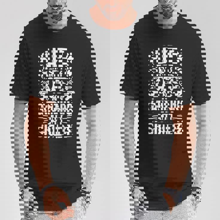 猫とガーデニング 庭師 おもしろガーデニング Tシャツ 面白い贈り物