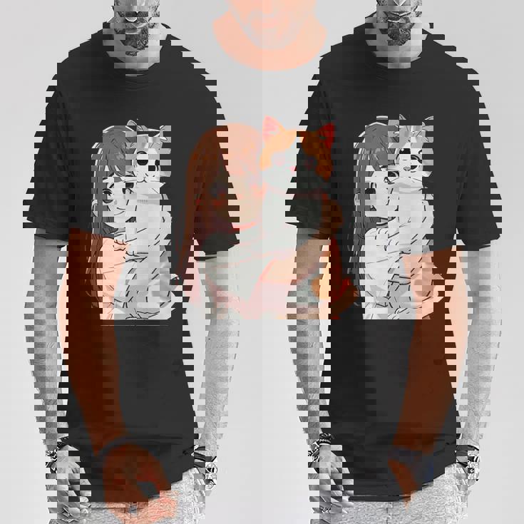 猫と少女 Cat And Girl Tシャツ 面白い贈り物