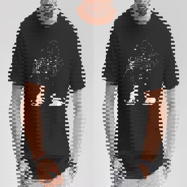 猫と音符 楽譜 音楽家 猫 音楽好き ギフト Tシャツ 面白い贈り物