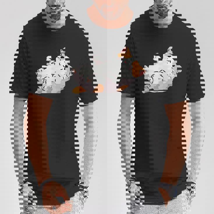 猫のへそ天 Cat Belly Trap Tシャツ 面白い贈り物