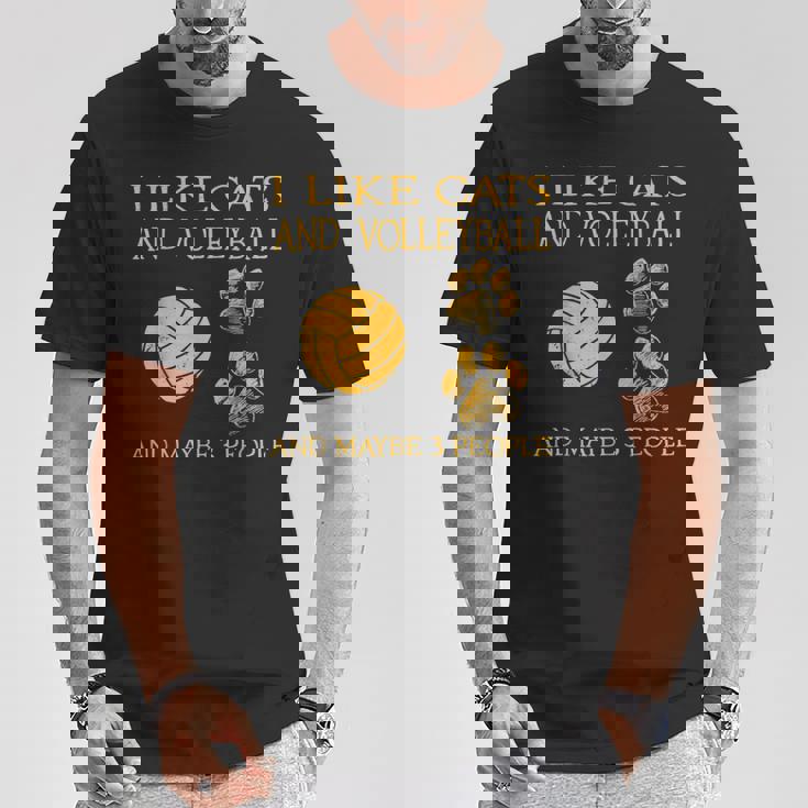猫やバレーボールが好きで、3人もいるかもしれません。 Tシャツ 面白い贈り物