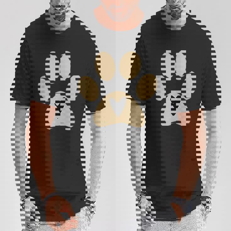 猫や犬の愛好家のための足付きハート Tシャツ 面白い贈り物