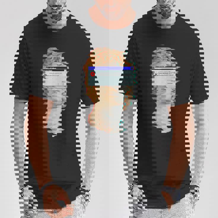 現実は曲がっている。エラーポップアップ付きの美的ギリシャ像 Tシャツ 面白い贈り物